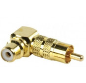 Adaptateur RCA coude 90° dore male/femelle