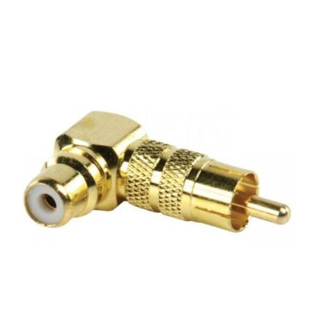 Adaptateur RCA coude 90° dore male/femelle