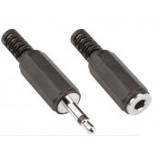 Jack 3.5 mm Male-Fem Mono Audio Connector Set Black