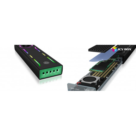 Boîtier NVME interface USB Type-C/A avec Eclairage Led RGB