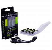 4 Batteries Rechargeables AA avec Câble USB-C