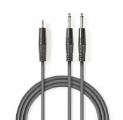 Stereo audiokabel 2x 6,35 mm Male - 3,5 mm Male 3M