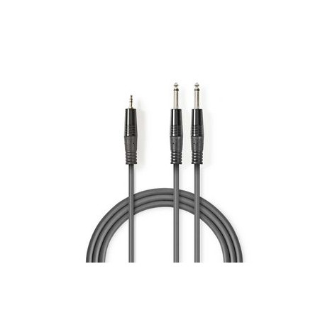 Stereo audio cable 2x 6.35 mm Male - 3.5 mm Male 3M
