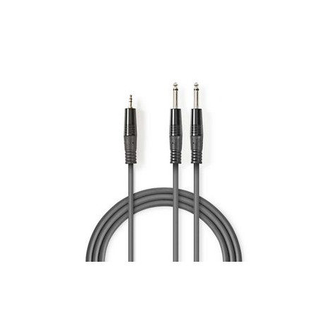 Stereo audiokabel 2x 6,35 mm Male - 3,5 mm Male 3M