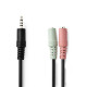 Câble audio stéréo 3.5 mm Mâle 2x 3.5 mm Femelle 0.20M