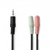 Stereo audio cable 3.5 mm Male 2x 3.5 mm Female 0.20M