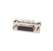 Sub-D connectors vrouwelik GS haaks 90° 15P Low Cost
