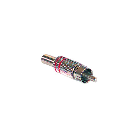 Fiche male phono RCA metallique avec 2 anneaux rouge