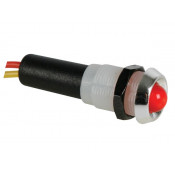 Voyant Led rouge clignotant 12V - Boitier chrome