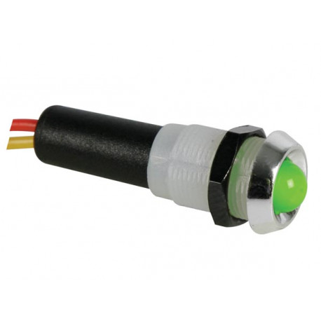 Voyant Led vert 12V - Boitier chrome