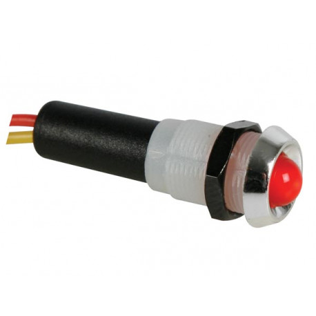 Led lamp 12V rood - Chromen behuizing