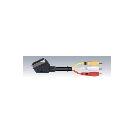 Elix - Cable 1.5m - Fiche peritel M/3 RCA M + interrupteur