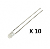 WITTE LED 3mm TRANSPARANT - 6300mcd - 20mA