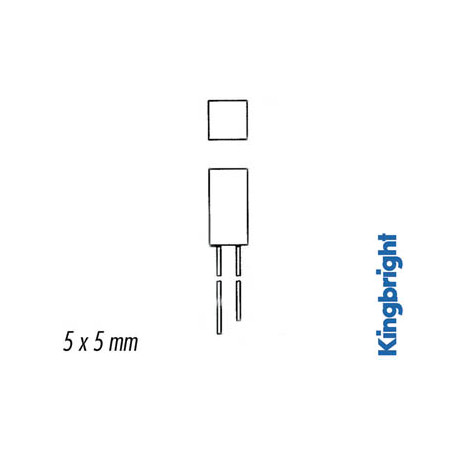 Led carree rouge diffusante 5 x 5mm