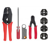 Coax tool set, crimping, cutting & stripping tool