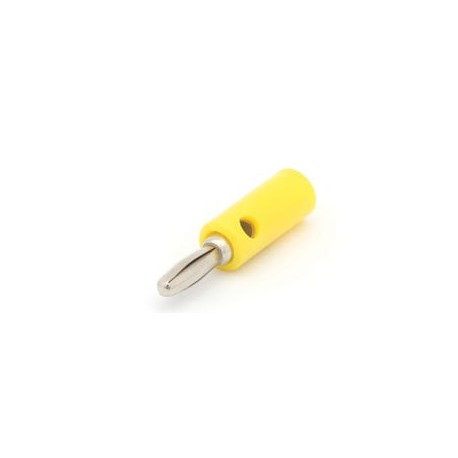 Male banana plug with socket 4mm yellow