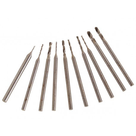 Assorted mini drill bit set - 10 pcs 0.6 to 2.3mm