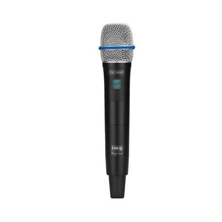 Hand microphone with integrated multifrequency transmitter