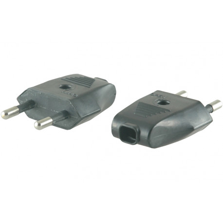 2 X Elix - Fiche male 2.5A/6A 250V noir avec vis