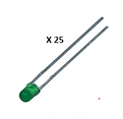 LEDS STANDAARD 3mm GROEN DIFFUUS - Pack van 20 stcks