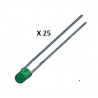 LEDS STANDAARD 3mm GROEN DIFFUUS - Pack van 20 stcks