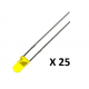 LEDS STANDARD 3mm - JAUNE DIFFUSANT - Pack de 25 pcs