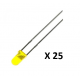 STANDARD LEDS 3mm - DIFFUSING YELLOW - Pack of 25 pcs