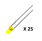 LEDS STANDARD 3mm - JAUNE DIFFUSANT - Pack de 25 pcs