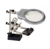Helping hand with magnifier, LED light and soldering stand