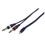 Câble Audio Stéréo 2x6.35 mâle vers 1x3.5 mâle 2m