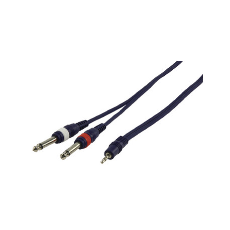 Câble Audio Stéréo 2x6.35 mâle vers 1x3.5 mâle 2m