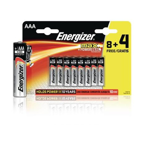 Energizer - Pile alcaline Max AAA / LR3 - 8+4 Promo Pack