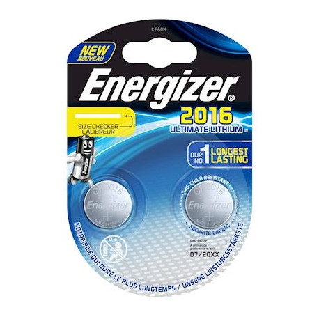 Energizer - Ultieme lithiumbatterij 3V CR2016 - 2 stuks