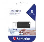 Verbatim USB stick 8GB 2.0 Pin Stripe Black
