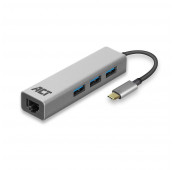 ACT USB-C Hub en Ethernet Adapter 3x USB A fem 0.15m