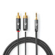 Câble audio stéréo 3,5 mm mâle - 2x RCA Mâles 2.00 m