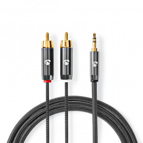 Câble audio stéréo 3,5 mm mâle - 2x RCA Mâles 2.00 m