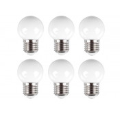 Set of Led Bulbs E27 0.6W Warm white - 6 Pieces