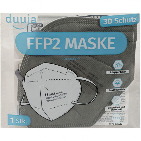 Grey FFP2 masks certified respiratory protection filtre 98%