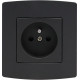Elix Double pole socket with earth connection Anthracite