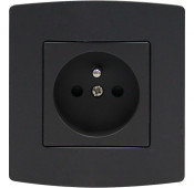 Elix Double pole socket with earth connection Anthracite