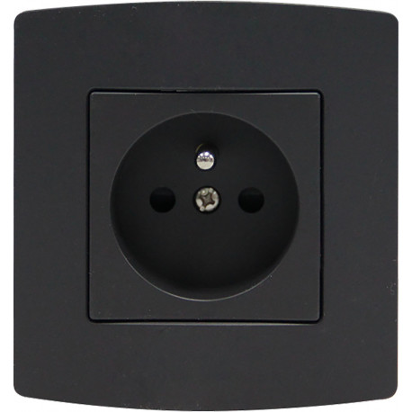Elix Double pole socket with earth connection Anthracite