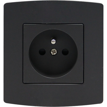 Elix Double pole socket with earth connection Anthracite