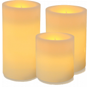 Set of 3 round LED candles