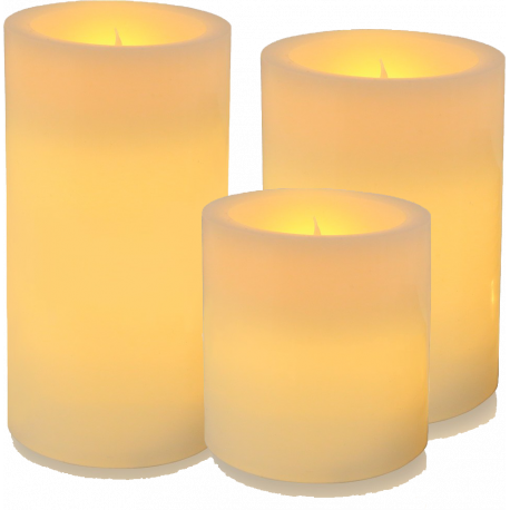 Set of 3 round LED candles