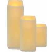 Set de 3 bougies led carrées