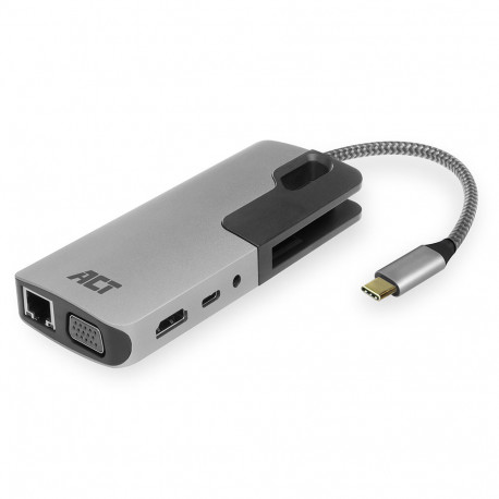 ACT USB-C to HDMI or VGA female multiport adapter