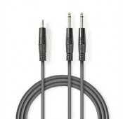 Stereo audio cable 2x 6.35 mm Male - 3.5 mm Male 1.5M