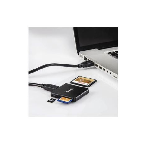 Hama USB-3.0 SD MicroSD CF-kaartlezer zwart