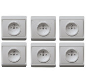 Set of 6 Double Pole + Earth Plugs for flush mounting
